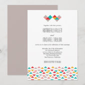 Colorful Geometric Triangle Hearts Weddenschap Kaart (Voorkant / Achterkant)