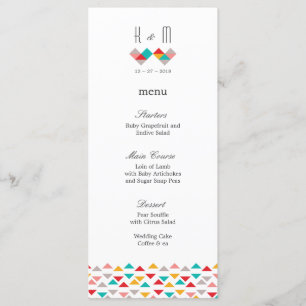Colorful Geometric Triangle Hearts Weddenschap Menu