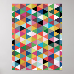 Colorful Geometric Triangle Pattered Poster