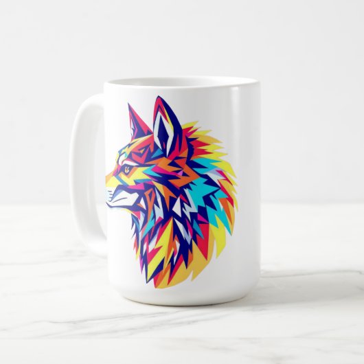 Colorful Geometric Wolf Mug (Devant gauche)