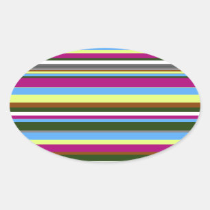 Colorful Gepersonaliseerd Designer Stripe Ovale Sticker