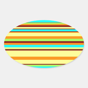 Colorful Gepersonaliseerd Designer Stripe Patroon Ovale Sticker