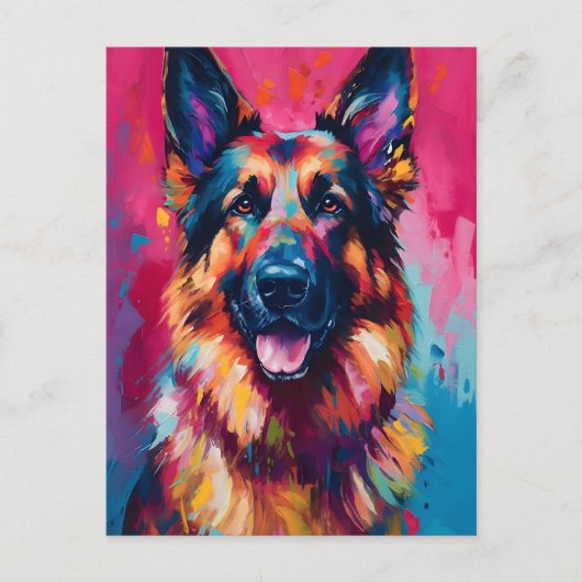 Colorful German Shepherd Briefkaart (Voorkant)