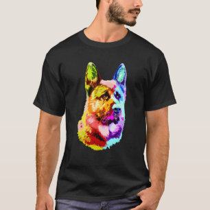 Colorful German Shepherd Dog Dad Pop Owner Art T-shirt