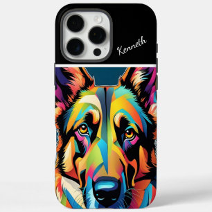 Colorful German Shepherd Portret iPhone 16 Pro Max Hoesje