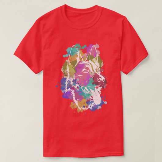 Colorful German Shepherd T-shirt (Design voorkant)
