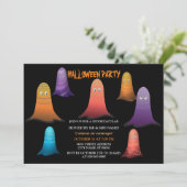 Colorful Ghosts Halloween Invitation Kaart (Staand voorkant)