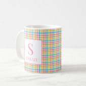 Colorful Gingham Check Custom Name Initial Mug (Devant gauche)