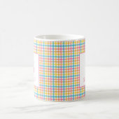 Colorful Gingham Check Custom Name Initial Mug (Centre)