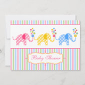 Colorful Gingham Elephants Baby shower Kaart (Voorkant)
