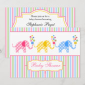 Colorful Gingham Elephants Baby shower Kaart (Voorkant / Achterkant)