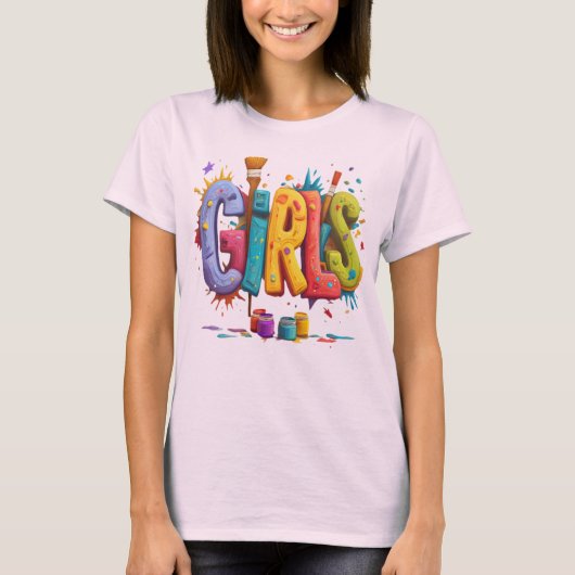 Colorful Girls Graffiti Art Graphic T-Shirt (Devant)