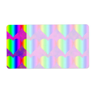 Colorful Girly Rainbow Hearts Fun Teen Pattern Etiket