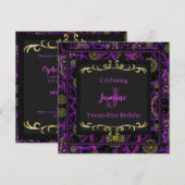 Colorful Glam Gold Birthday Invitation Kaart (Voorkant / Achterkant)