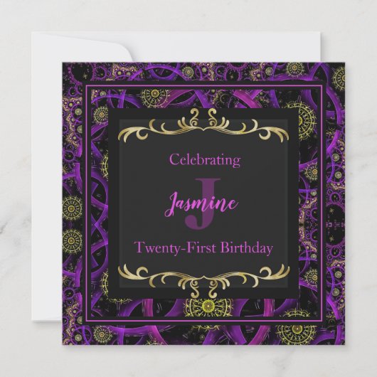 Colorful Glam Gold Birthday Invitation Kaart (Voorkant)