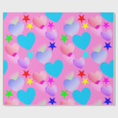 Colorful Gliding Hearts 'n Stars Cadeau papier (Plat)