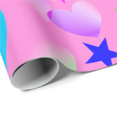 Colorful Gliding Hearts 'n Stars Cadeau papier (Coin rond)