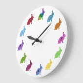Colorful Glitter Bunny Rabbits Wall klok (Hoek)