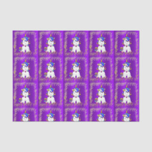 Colorful Glitter Unicorn Paars Tissuepapier
