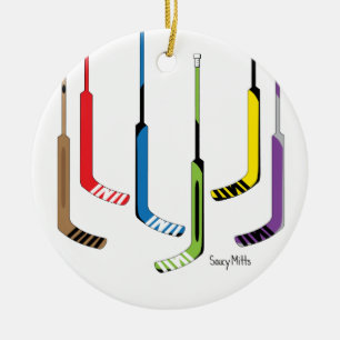 Colorful Goalie Hockey Sticks Keramisch Ornament