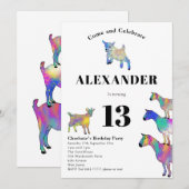 Colorful Goat Thmed Birthday Party Kaart (Voorkant / Achterkant)