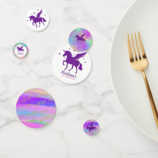 Colorful Gold Specized Paars Unicorn Birthday Confetti