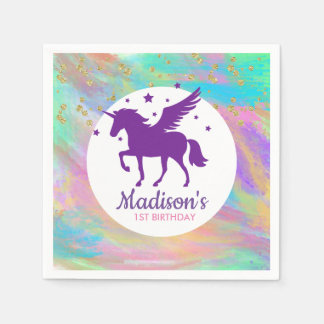 Colorful Gold Specized Paars Unicorn Birthday Servet