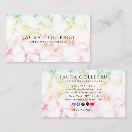 Colorful Gradient Marble Texture  Business Card Visitekaartje (Voorkant / Achterkant)