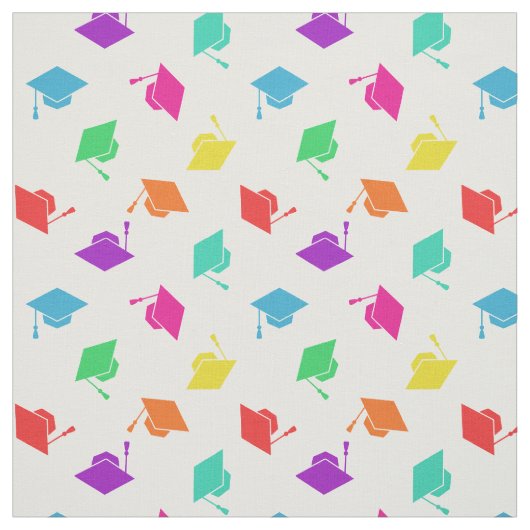 Colorful Graduation Cap Pattern Stof (Swatch)