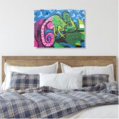 Colorful Graffiti Chameleon Canvas Afdruk (Insitu (Slaapkamer))
