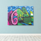 Colorful Graffiti Chameleon Canvas Afdruk (Insitu (Houten vloer))