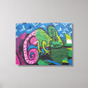 Colorful Graffiti Chameleon Canvas Afdruk