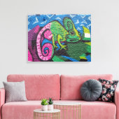 Colorful Graffiti Chameleon Canvas Afdruk (Insitu (Woonkamer))