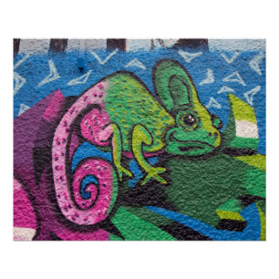 Colorful Graffiti Chameleon Perfect Poster