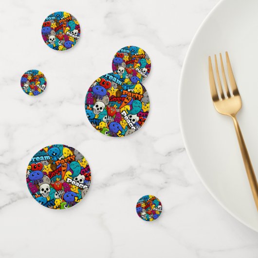 Colorful Graffiti Character Pattern Confetti (Groep)
