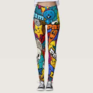 Colorful Graffiti Character Pattern Leggings