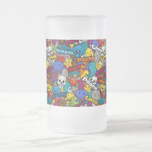 Colorful Graffiti Character Pattern Matglas Bierpul