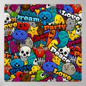 Colorful Graffiti Character Pattern Poster (Voorkant)