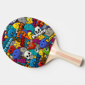 Colorful Graffiti Character Pattern Tafeltennisbatje (Zijkant)