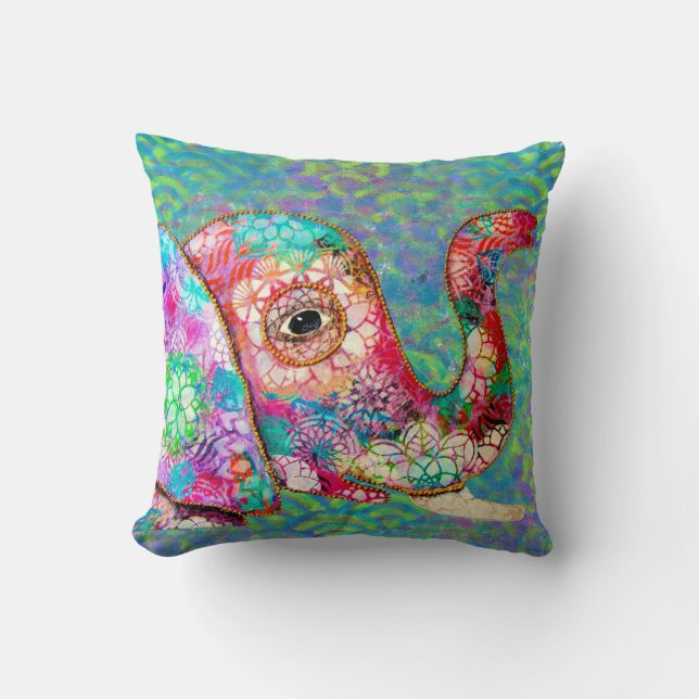Colorful Graffiti Elephant Pillow, Elephant Gift Kussen (Voorkant)