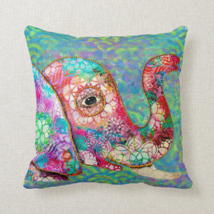 Colorful Graffiti Elephant Pillow, Elephant Gift Kussen