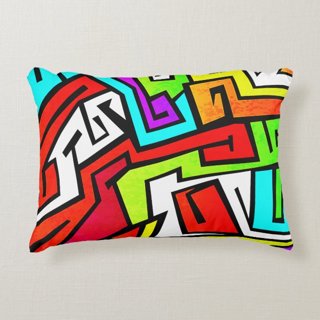 Colorful graffiti-illustratie accent kussen (Voorkant)
