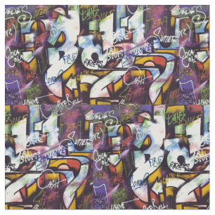 Colorful Graffiti Words Stof