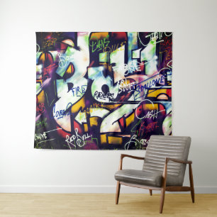 Colorful Graffiti Words Wandkleed