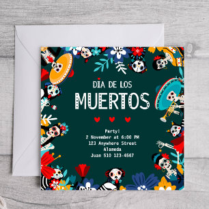 Colorful Green Dia de los Muertos Circle of Life Save The Date