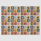 Colorful Grid of Christmas Trees Tissuepapier (Voorkant)