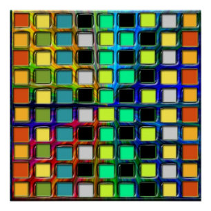 Colorful Grid-Tiled door Shirley Taylor Perfect Poster