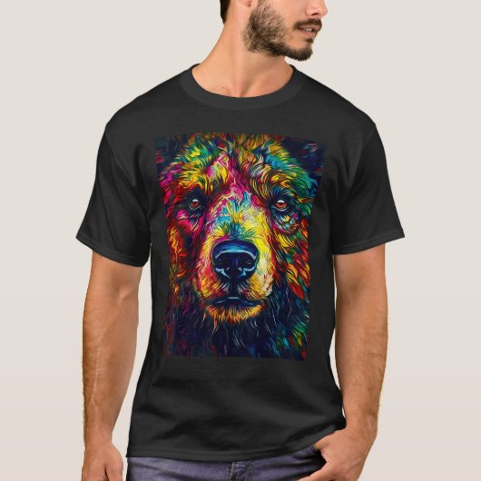 Colorful Grizzly Bear Closeup T-shirt (Voorkant)
