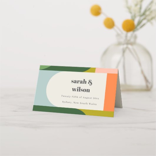 Colorful Groovy Retro Arch Abstract Bold Weddensch (Voorkant)