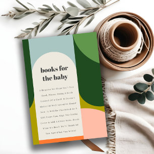 Colorful Groovy Retro Arch Books for Baby shower Informatiekaartje